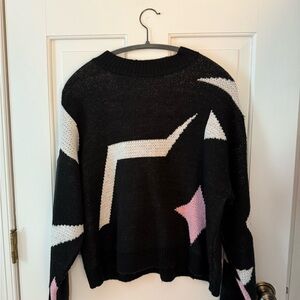 Geometric Black and Pink Sweater